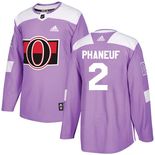 Adidas Senators #2 Dion Phaneuf Purple Authentic Fights Cancer Stitched Youth NHL Jersey